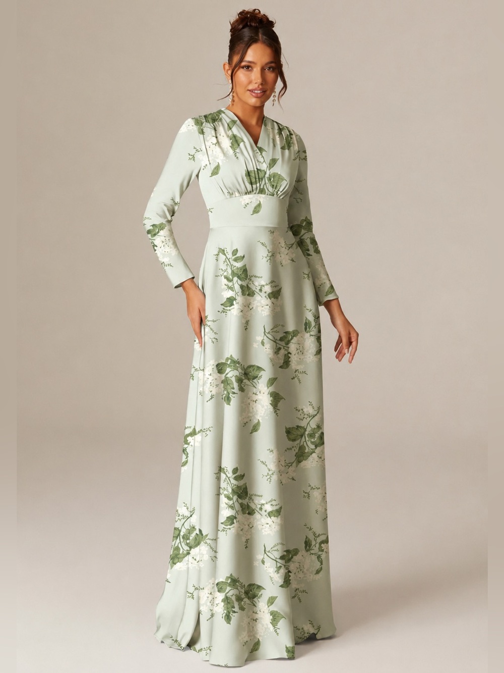 AW Bridal Sage Floral Wedding Guest & Bridesmaid Maxi Gown Size 6 NWOT